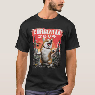 Camiseta Corgi-Zilla Parodia a perro corgi japonés que dest