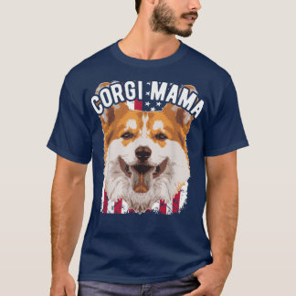 Camiseta Corgis Corgi Mama con US Fla