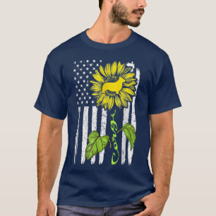 Camiseta Corgis Dog American Flag And Sunflower USA Lover 
