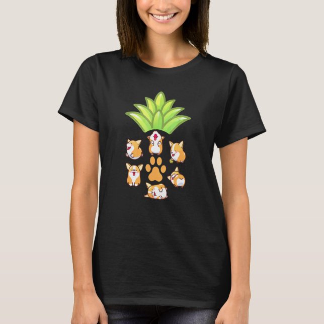 Camiseta Corgis Fruta Tropical de Verano Corgi Piña (Anverso)