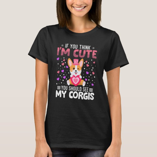 Camiseta Corgis Heart Valentine's Day Animal For Womens Kid (Anverso)