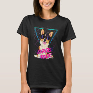 Camiseta Corgis Rock  Retro 80s Corgi Dog In Sunglasses 1
