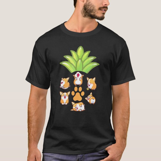Camiseta Corgis Summer Tropical Fruit Corgi Pineapple (Anverso)