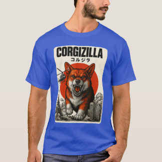 Camiseta CorgiZilla Japanese Art Cute Corgi Dog Gifts For M