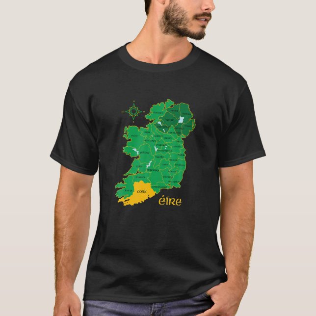 Camiseta Cork Ireland County Map Eire Irish Travel (Anverso)