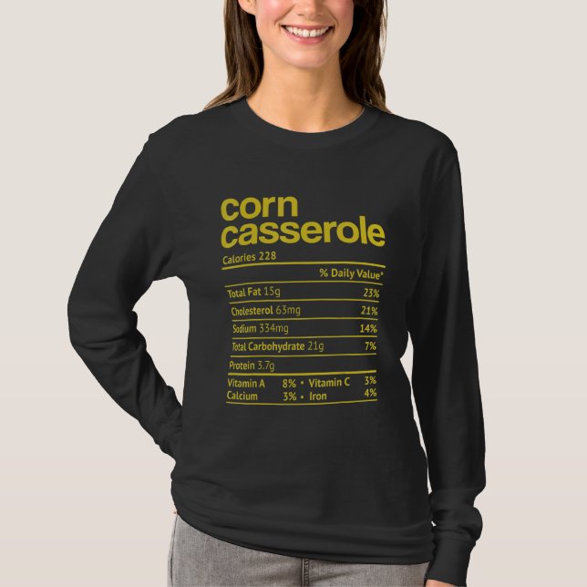 Camiseta Corn Casserole Nutrition Fact Thankending Christm (Anverso)
