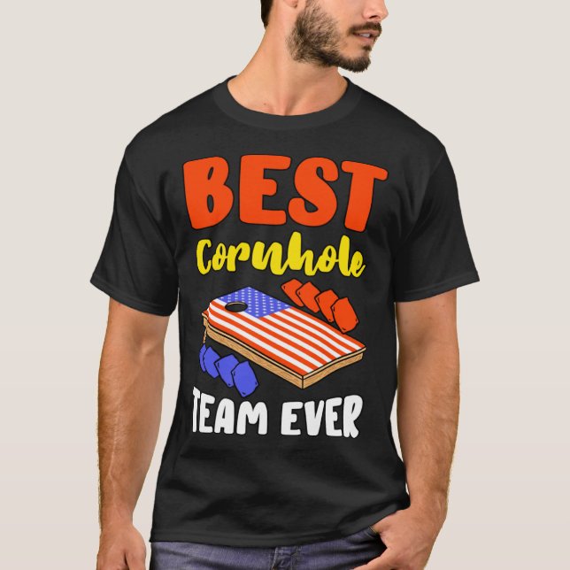 Camiseta Corn Hole Patriotic Team Players Independence Day  (Anverso)