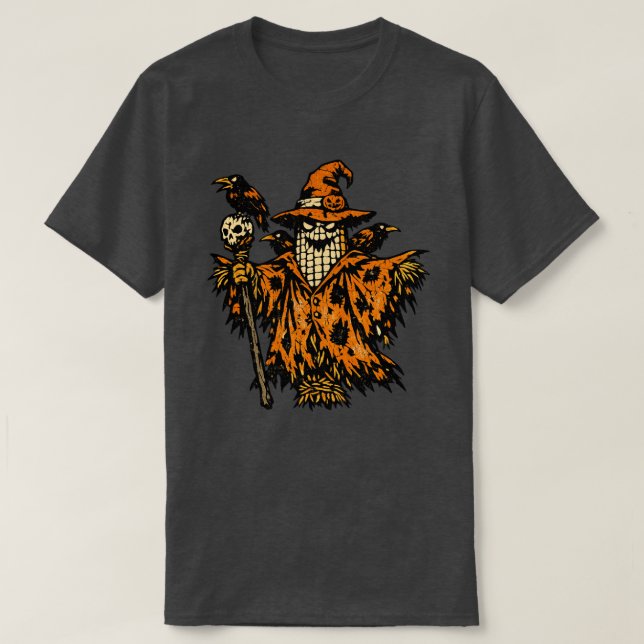 Camiseta Corn Scarecrow Commander — Halloween Warrior Retro (Diseño del anverso)