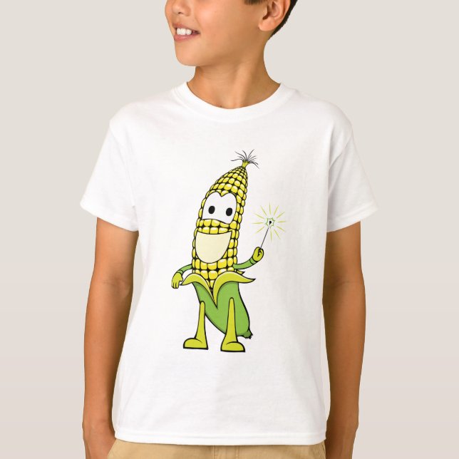 Camiseta Corn Wizard Character with Magic Wand (Anverso)