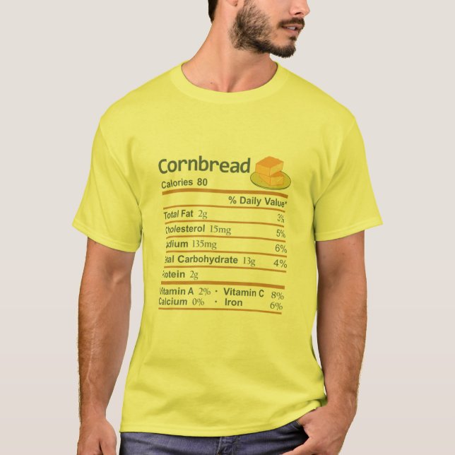 Camiseta Cornbread Nutrition Facts Thanksgiving Costume Chr (Anverso)