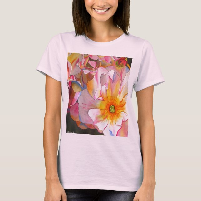 Camiseta Cornelia rosa rosa rosa pastel arte acuático (Anverso)