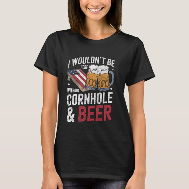 Camiseta Cornhole Beer Funny USA Bebe Tailging Design (Anverso)