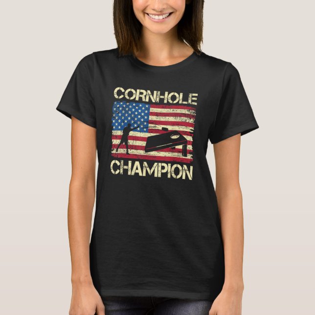 Camiseta Cornhole Champion American Flag Estados Unidos 4 d (Anverso)
