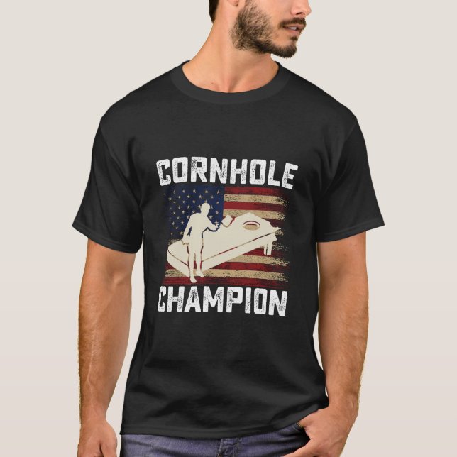 Camiseta Cornhole Champion American Flag Estados Unidos 4 d (Anverso)