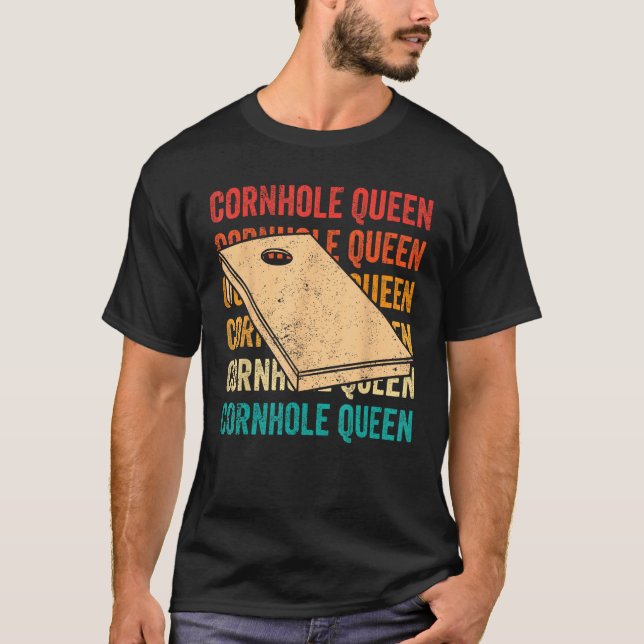 Camiseta Cornhole Corn Hole Retro Cornhole Queen (Anverso)