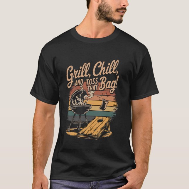Camiseta Cornhole Divertida Cerveza BBQ (Anverso)