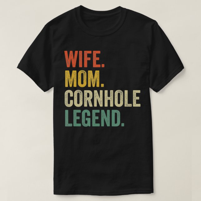 Camiseta Cornhole Mother Funny Wife Mom Bag Toss Legend Vin (Diseño del anverso)