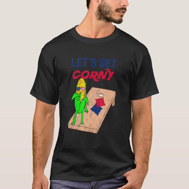 Camiseta Cornhole Pun Let's Get Corny (Anverso)