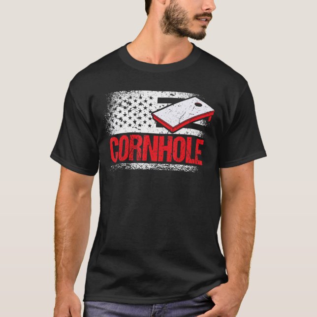Camiseta Cornhole Torneo Cornstar Hole Rojo Blanco (Anverso)
