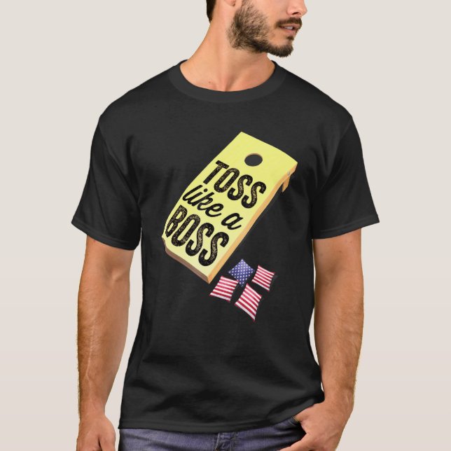Camiseta Cornhole Toss Como Boss Cornhole 4 De Julio (Anverso)