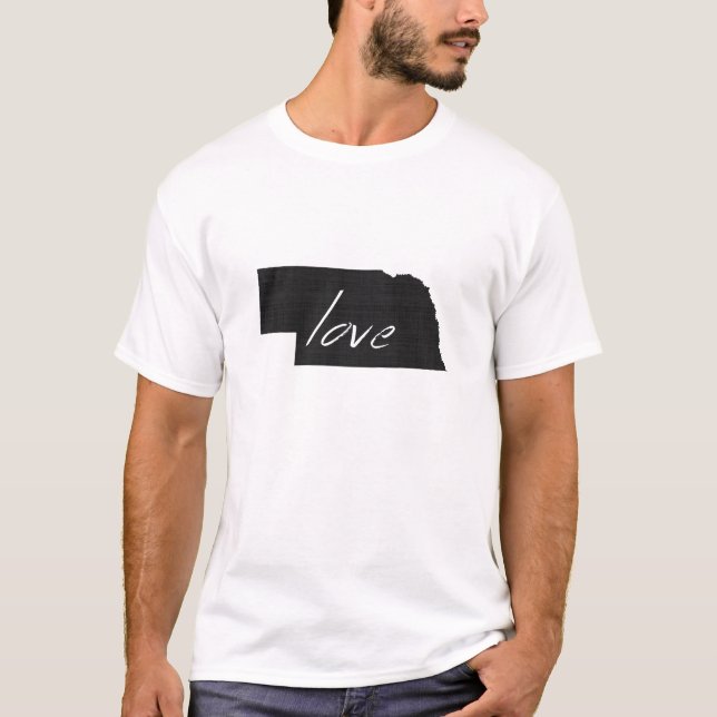 Camiseta Cornhusker Love Nebraska Shaped Black Chalkboard (Anverso)