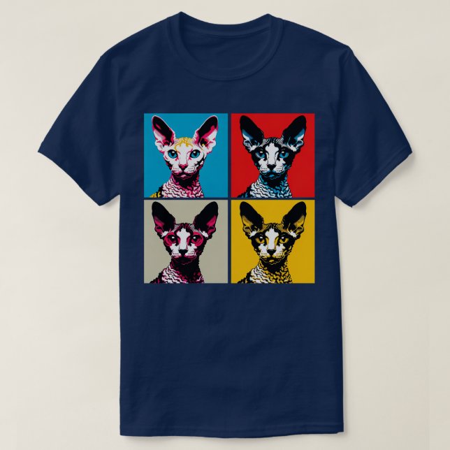 Camiseta Cornish Rex Art Cat Aovers (Diseño del anverso)