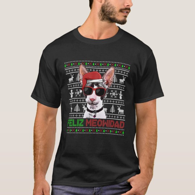 Camiseta Cornish Rex Cat Feliz Meowidad Funny Navidades (Anverso)
