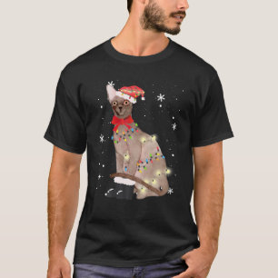 Camiseta Cornish Rex Cat Navidades Light Xmas Mamá Papá Reg