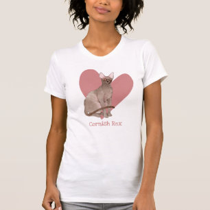 Camiseta Cornish Rex Cat Watercolor Kitty Pink Heart