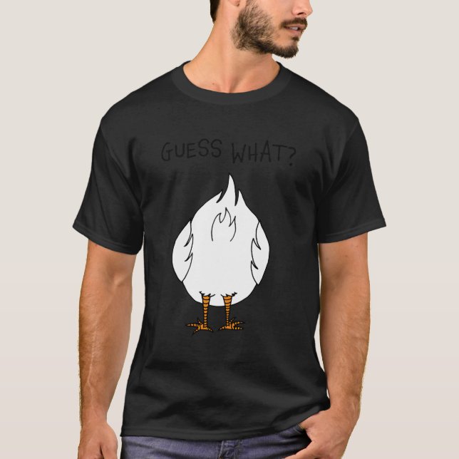 Camiseta Corny Dad Chiste adivina W Chicken Butt (Anverso)