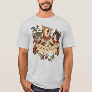 Camiseta Coro de gatos medievales divertidos en manuscrito