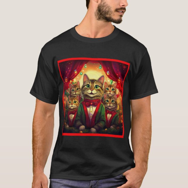 Camiseta Coro de Navidades de gatos de Tabby (Anverso)