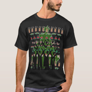 Camiseta Coro musical Árbol de Navidad Verde Rojo