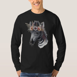 Camiseta Coroa de flores de cebra acuarela África Safari Bo