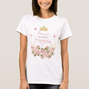 Camiseta Corona Butterflies Floral Princess 1º cumpleaños