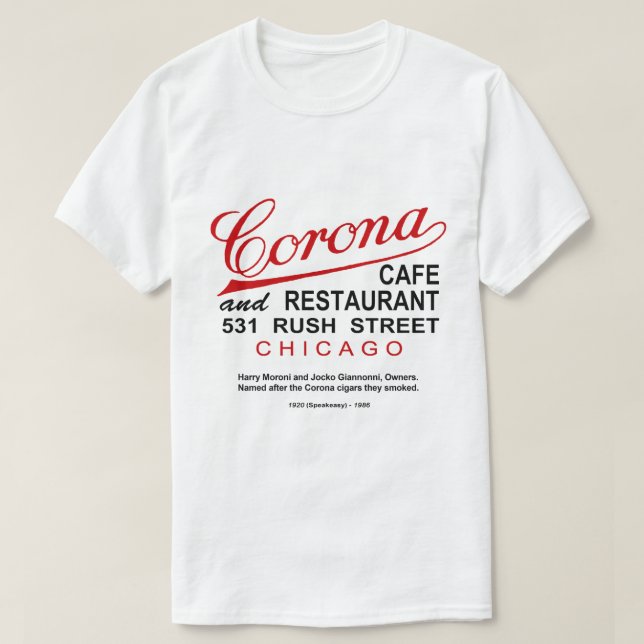Camiseta Corona Cafe and Restaurant, Chicago, IL (Diseño del anverso)