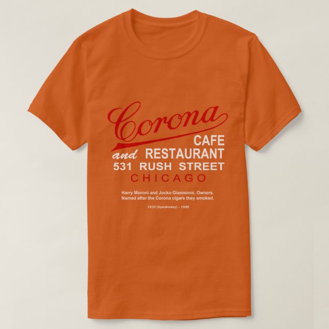Camiseta Corona Cafe and Restaurant, Chicago, IL (Diseño del anverso)