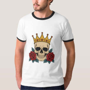 Camiseta Corona de cráneo gótico con rosas rojas – Motocicl