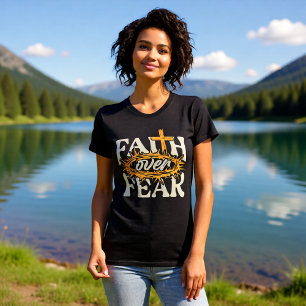 Camiseta Corona de Espinas Negra Fe Sobre Miedo