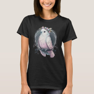 Camiseta Corona de flor de pájaro barbudo blanco artificial
