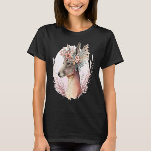 Camiseta Corona de flores de canguro acuarela animal austra