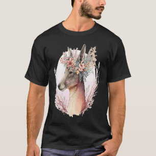 Camiseta Corona de flores de canguro acuarela animal austra