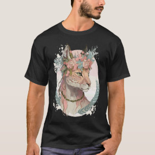 Camiseta Corona de flores de lince lindo Floral Acuarela An