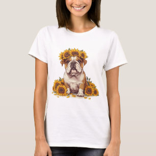 Camiseta Corona de girasol de Bulldog inglés