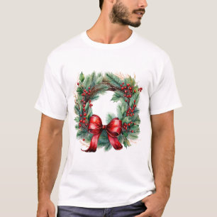 Camiseta Corona de Gracia – Encanto Navideño de Acuarela