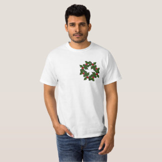 Camiseta - corona de hojas y bayas holly