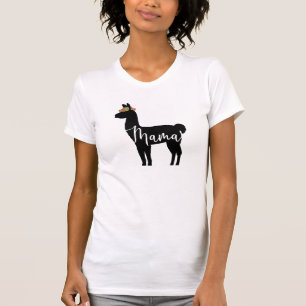 Camiseta Corona de mamá Llama Black Succulent Floral