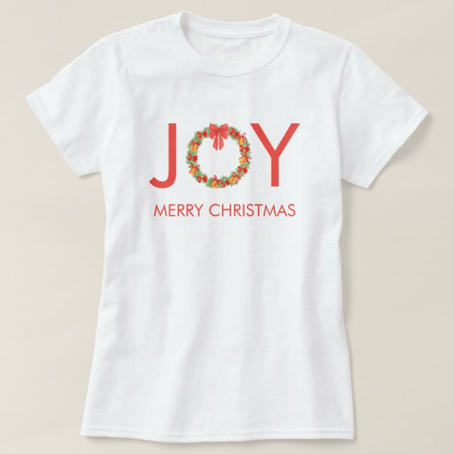 Camiseta Corona de Navidad Alegre (Diseño del anverso)