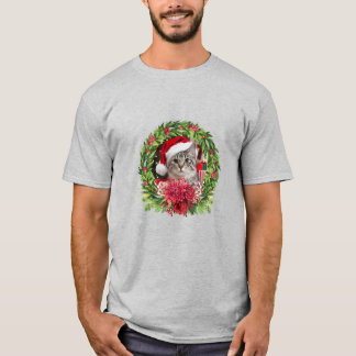 Camiseta Corona de Navidad de gato atigrado
