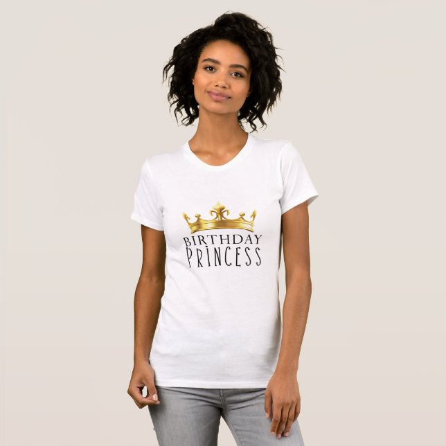 Camiseta Corona de oro real cumpleaños fiesta princesa (Anverso completo)